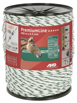 PremiumLine Weidezaunseil weiß/grün Ø 6,5 mm / 400 m