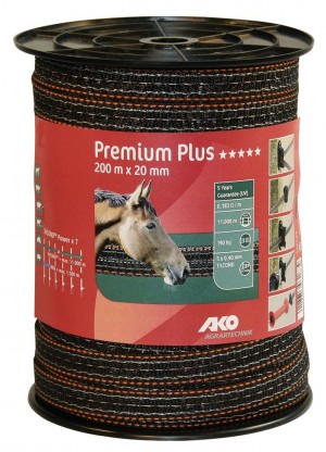 Premium Plus Weidezaunband 20 mm / 200 m braun/orange