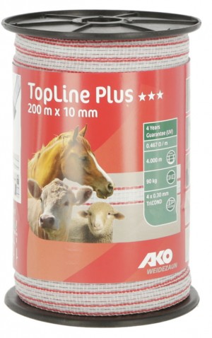 TopLine Plus Weidezaunband weiß/rot 10 mm / 200 m
