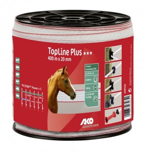 TopLine Plus Weidezaunband weiß/rot 20 mm / 400 m