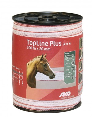 TopLine Plus Weidezaunband weiß/rot 20 mm / 200 m